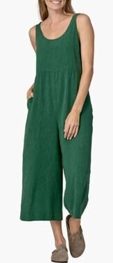PATAGONIA Garden Island Hemp Blend Wide Leg Cropped Jumpsuit Size L